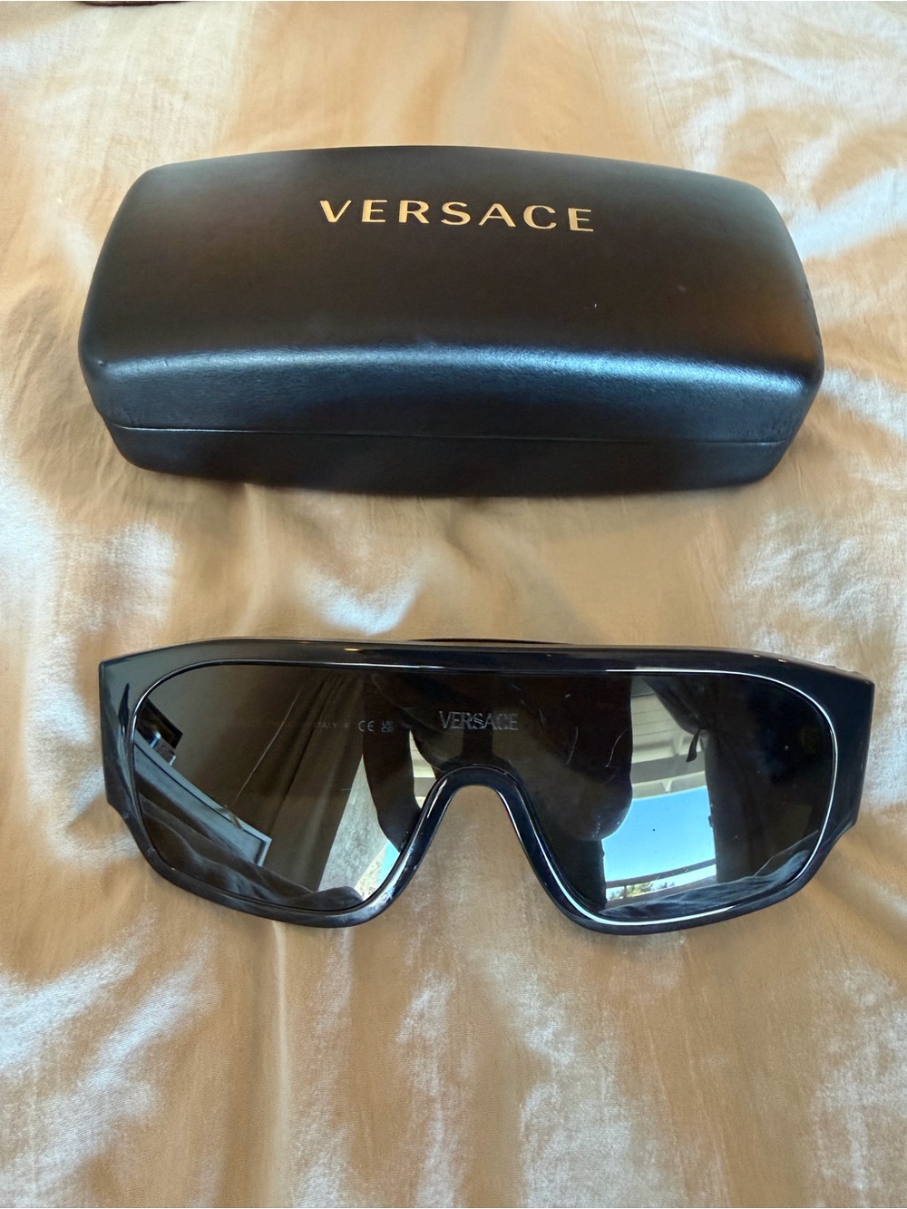 Versace Black Shield Sunglasses with Case